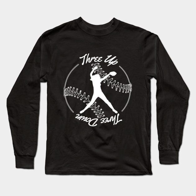 3 up, 3 down softball pitcher Long Sleeve T-Shirt by CourtIsCrafty